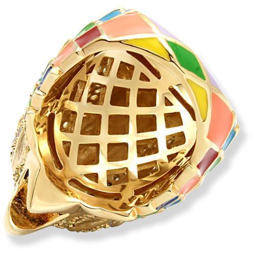 Gold Brass Ring with AAA Grade CZ  in Multi Color