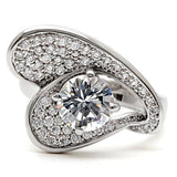 Rhodium Brass Ring with AAA Grade CZ  in Clear
