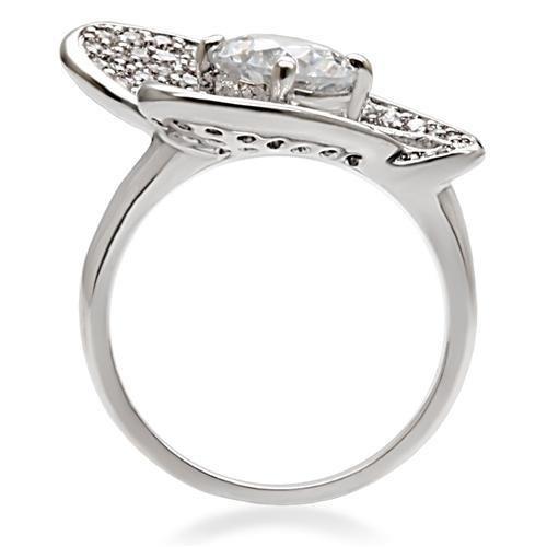 Rhodium Brass Ring with AAA Grade CZ  in Clear