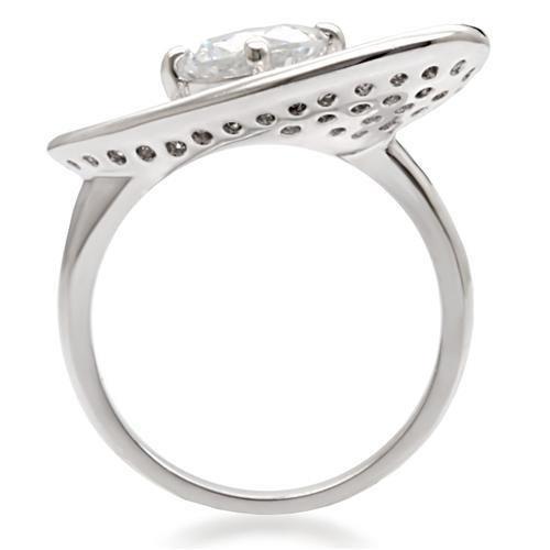 Rhodium Brass Ring with AAA Grade CZ  in Clear