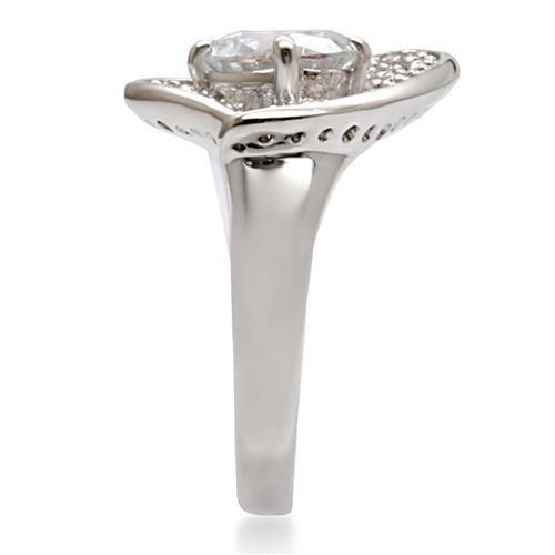 Rhodium Brass Ring with AAA Grade CZ  in Clear
