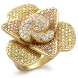 Matte Gold Brass Ring with AAA Grade CZ  in Multi Color