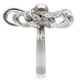 Rhodium Brass Ring with Synthetic Pearl in Gray