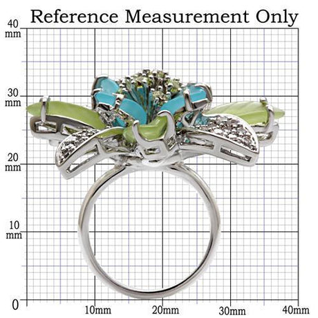 Rhodium Brass Ring with Synthetic Synthetic Glass in Multi Color