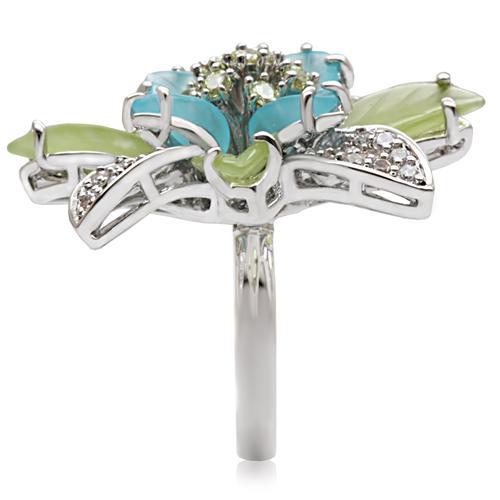 Rhodium Brass Ring with Synthetic Synthetic Glass in Multi Color