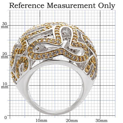 Reverse Two-Tone Brass Ring with AAA Grade CZ  in Topaz