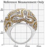 Reverse Two-Tone Brass Ring with AAA Grade CZ  in Topaz