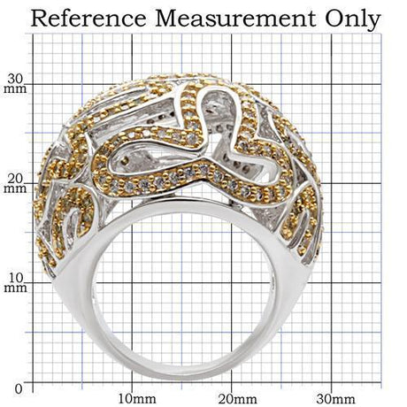 Reverse Two-Tone Brass Ring with AAA Grade CZ  in Topaz