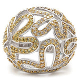 Reverse Two-Tone Brass Ring with AAA Grade CZ  in Topaz