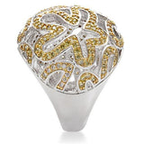 Reverse Two-Tone Brass Ring with AAA Grade CZ  in Topaz