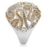 Reverse Two-Tone Brass Ring with AAA Grade CZ  in Topaz