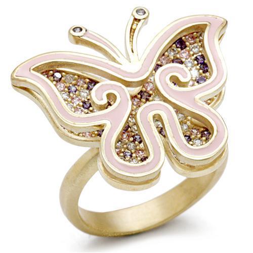 Matte Gold Brass Ring with AAA Grade CZ  in Multi Color