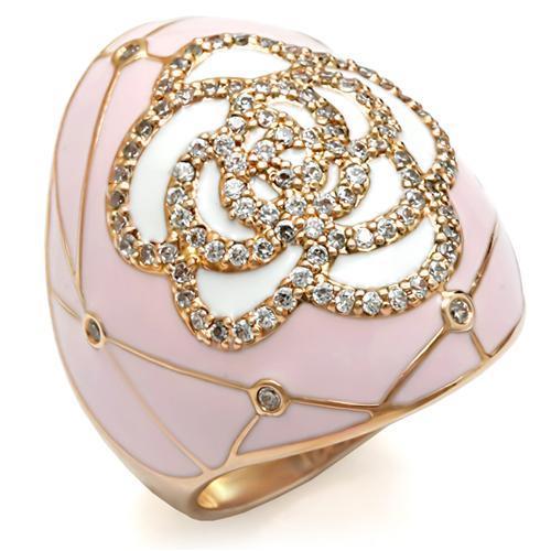 Gold Brass Ring with AAA Grade CZ  in Clear