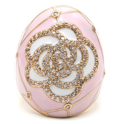 Gold Brass Ring with AAA Grade CZ  in Clear