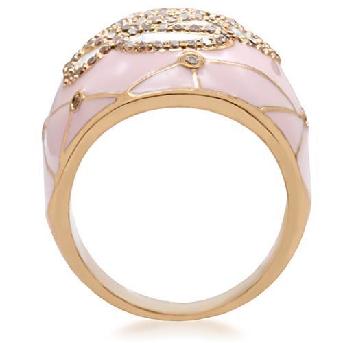 Gold Brass Ring with AAA Grade CZ  in Clear