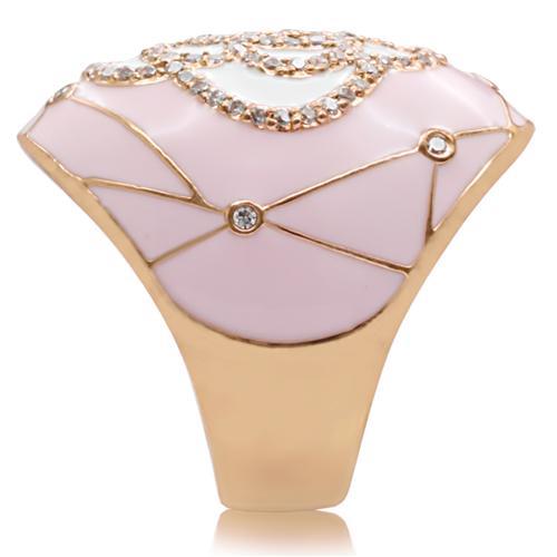 Gold Brass Ring with AAA Grade CZ  in Clear