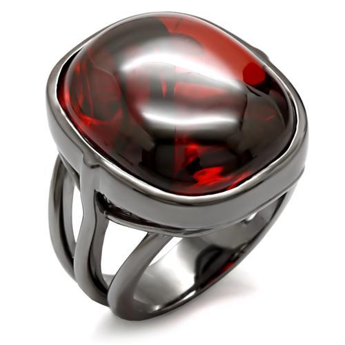 Ruthenium Brass Ring with AAA Grade CZ  in Garnet