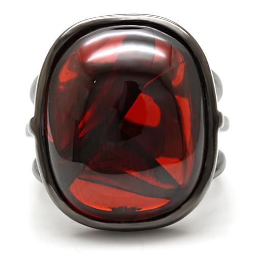 Ruthenium Brass Ring with AAA Grade CZ  in Garnet