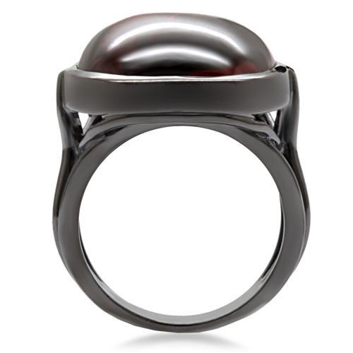 Ruthenium Brass Ring with AAA Grade CZ  in Garnet