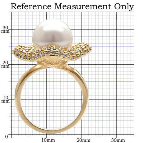 Gold Brass Ring with Synthetic Pearl in White