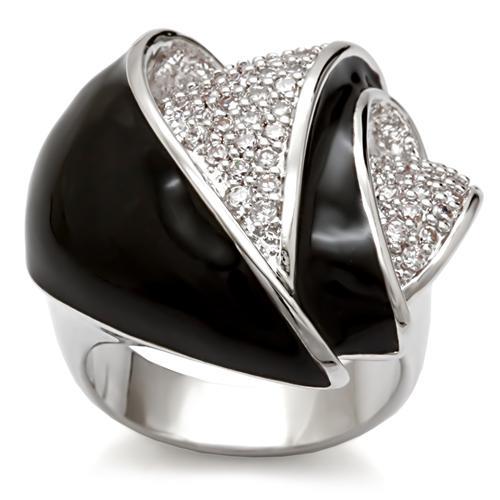 Rhodium Brass Ring with AAA Grade CZ  in Clear