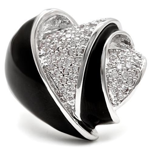 Rhodium Brass Ring with AAA Grade CZ  in Clear