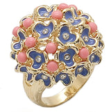 Gold Brass Ring with Semi-Precious Coral in Rose