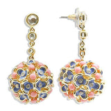 Gold Brass Earrings with Semi-Precious Coral in Rose