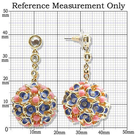 Gold Brass Earrings with Semi-Precious Coral in Rose