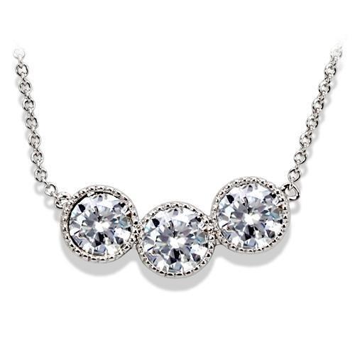 Rhodium Brass Chain Pendant with AAA Grade CZ  in Clear