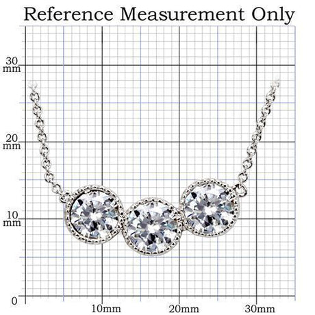 Rhodium Brass Chain Pendant with AAA Grade CZ  in Clear