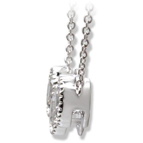 Rhodium Brass Chain Pendant with AAA Grade CZ  in Clear