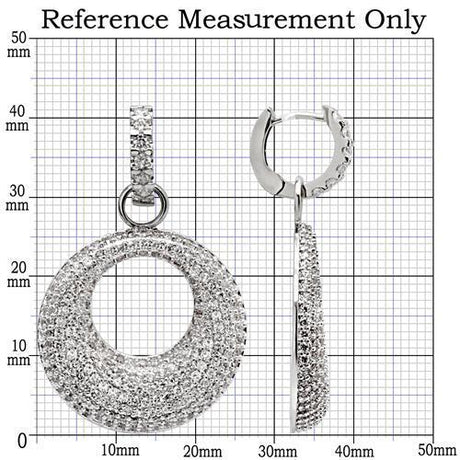 Rhodium Brass Earrings with AAA Grade CZ  in Clear
