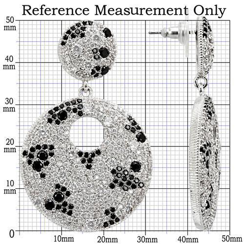 Imitation Rhodium Brass Earrings with AAA Grade CZ  in Black Diamond