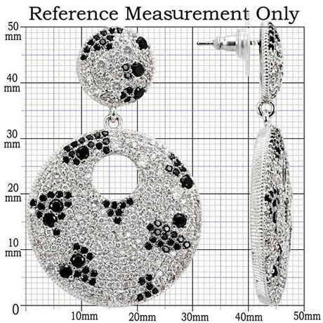Imitation Rhodium Brass Earrings with AAA Grade CZ  in Black Diamond