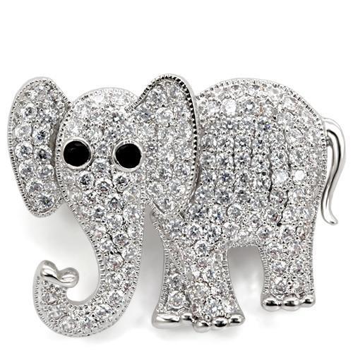 Imitation Rhodium Brass Brooches with AAA Grade CZ  in Black Diamond
