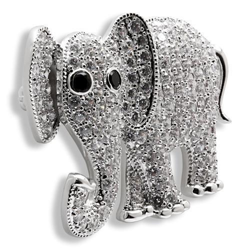 Imitation Rhodium Brass Brooches with AAA Grade CZ  in Black Diamond
