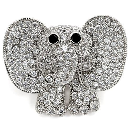 Imitation Rhodium Brass Brooches with AAA Grade CZ  in Black Diamond