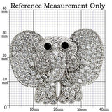 Imitation Rhodium Brass Brooches with AAA Grade CZ  in Black Diamond