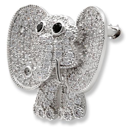 Imitation Rhodium Brass Brooches with AAA Grade CZ  in Black Diamond