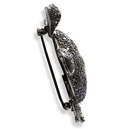 Ruthenium Brass Brooches with AAA Grade CZ  in Multi Color