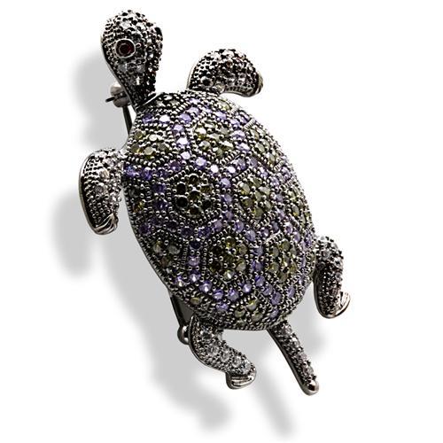 Ruthenium Brass Brooches with AAA Grade CZ  in Multi Color