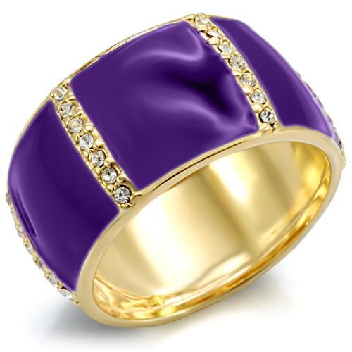 Gold Brass Ring with Top Grade Crystal  in Clear