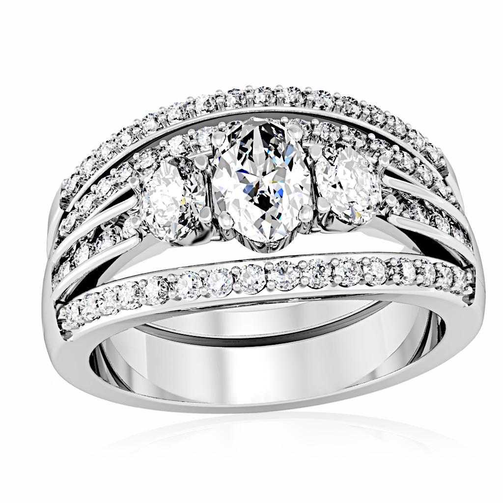 Rhodium Brass Ring with AAA Grade CZ  in Clear