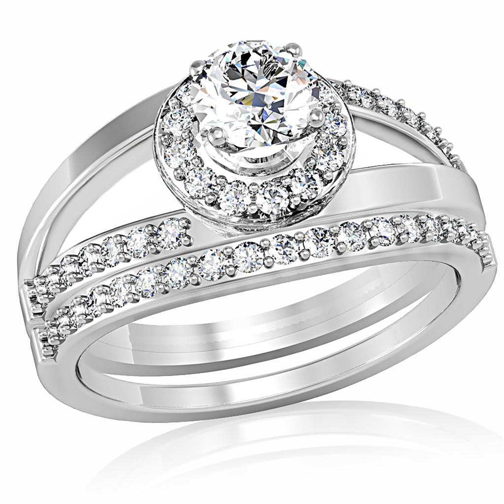 Rhodium Brass Ring with AAA Grade CZ  in Clear