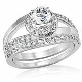 Rhodium Brass Ring with AAA Grade CZ  in Clear