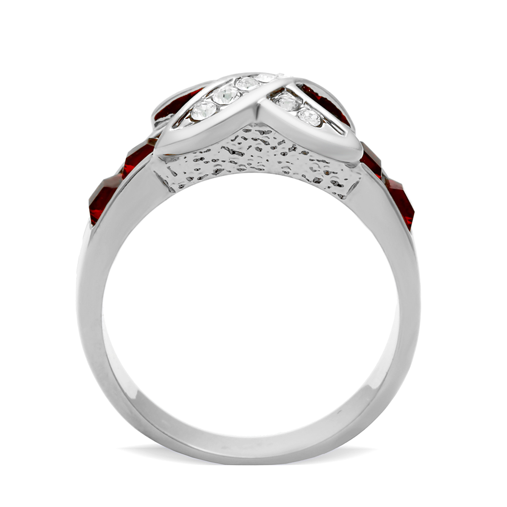 High polished (no plating) Stainless Steel Ring with Top Grade Crystal in Siam