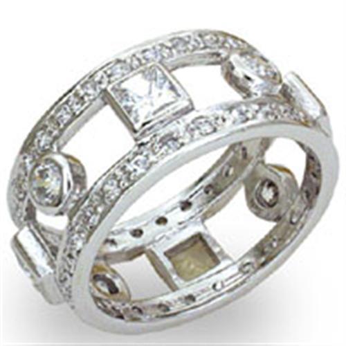 High-Polished 925 Sterling Silver Ring with AAA Grade CZ  in Clear