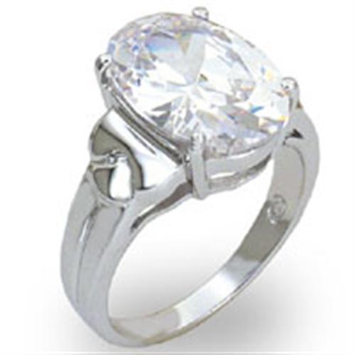 High-Polished 925 Sterling Silver Ring with AAA Grade CZ  in Clear