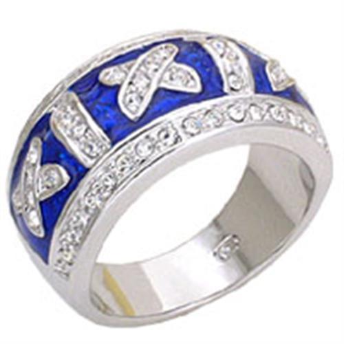 Rhodium Brass Ring with Top Grade Crystal  in Clear